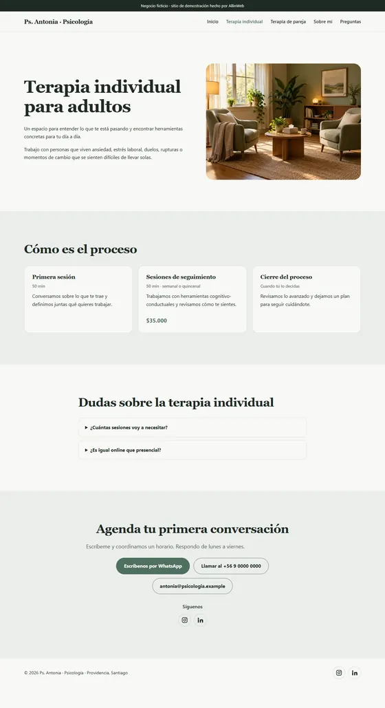 Página de terapia individual
