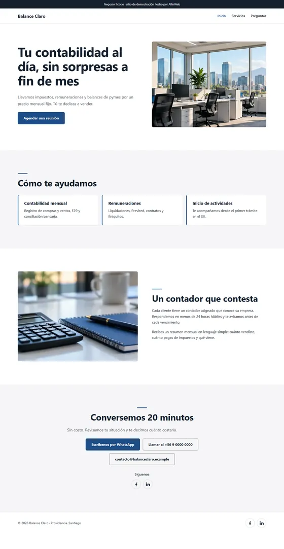 Página de inicio de Balance Claro