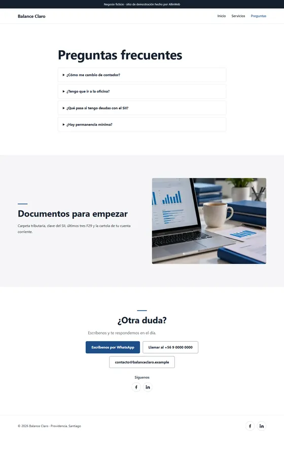 Página de preguntas frecuentes de Balance Claro